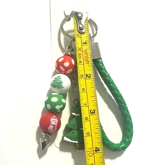 Christmas key chain w/wristlet in green w/Christmas tree Brand New Sock stuffer - Picture 2 of 3
